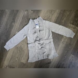 Gymboree, Girls, Heathered Gray Ruffled Cardigan with Belt